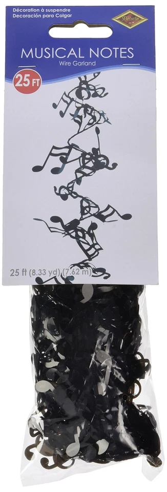 Beistle Black Musical Notes Garland (25 Ft) -1 Pc,Party Decorations - Image 1 of 1