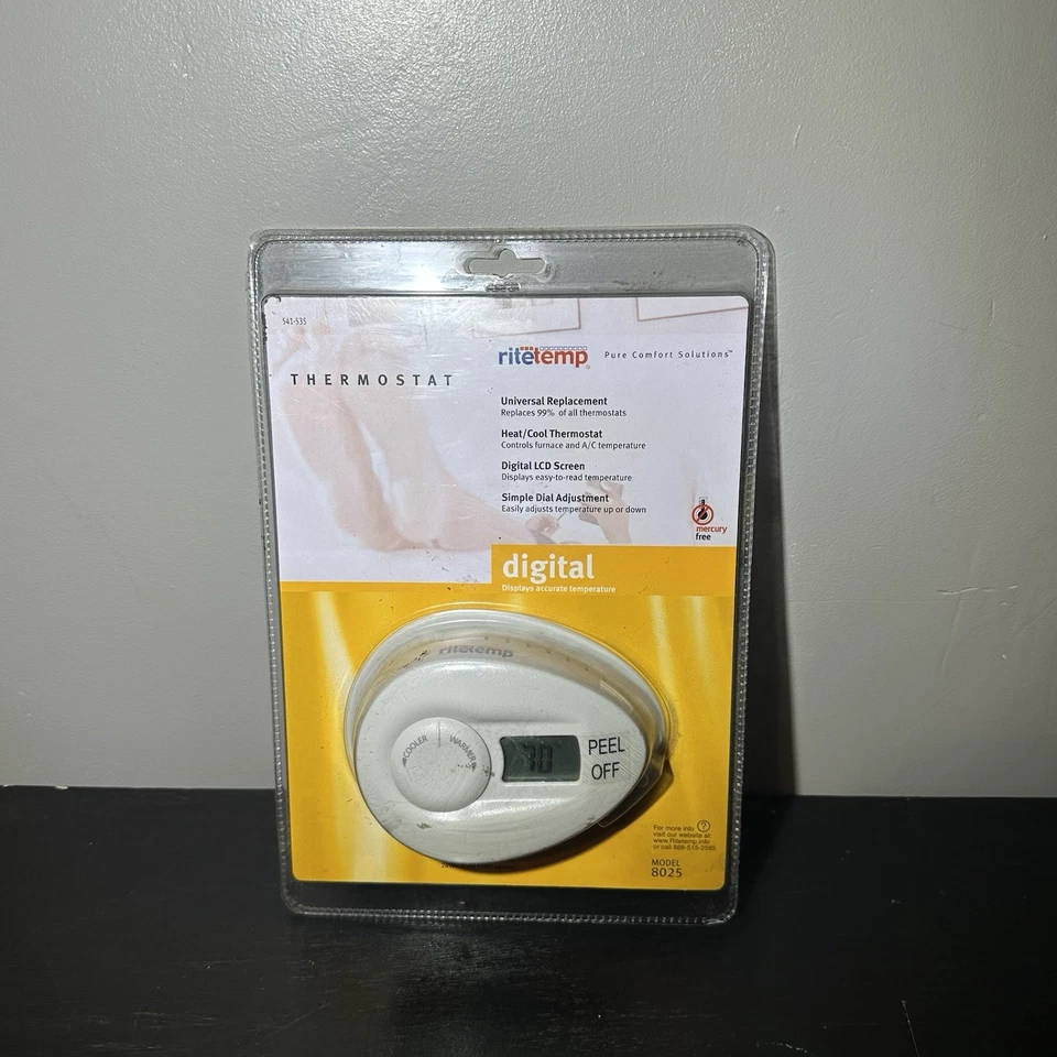 RiteTemp Universal Electric Digital LCD Thermostat 8025 New In Box - Image 1 of 2
