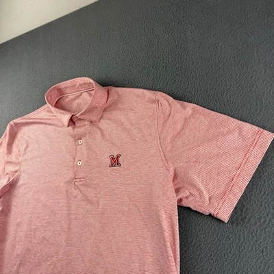 Johnnie O Shirt Men’s L Pink Polo Miami University Redhawks Oxford Stretch Golf - Image 1 of 4