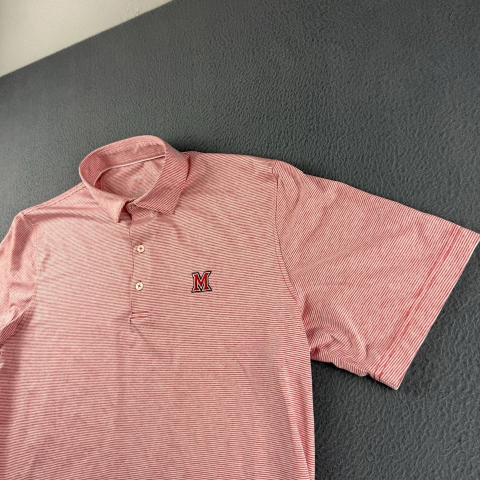 Johnnie O Shirt Men’s L Pink Polo Miami University Redhawks Oxford Stretch Golf - Image 1 of 4
