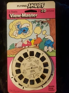 De colección Raro "FLYING SMURF" View-Master 3D *ABIERTO* Paquete Blaster de 3 Carretes - Imagen 1 de 8