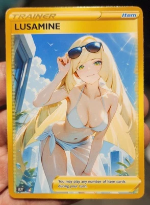 Lusamine - Pokemon - Waifu - Goddess - DIY - Full Art - Glossy - Trainer Card - Image 1 of 2