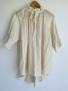 Alexandra Size S Cream Shirt Sleeve Oversized Blouse Tie Neck New - Picture 1 of 6