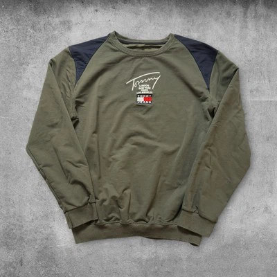 Sudadera vintage Y2K Tommy Hilfiger deletreada cuello redondo para hombre grande bordada Foto 1 de 3