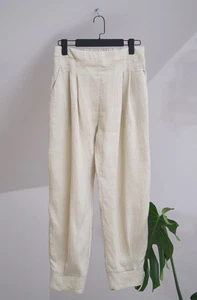 Bleifre Luxury Women's Beige Linen Pants Trousers Size L Made in Italy - Picture 1 of 14