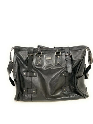Kenneth Cole Mens Full Leather Suitcase Shoulder Bag, Black, One Size - Image 1 of 4