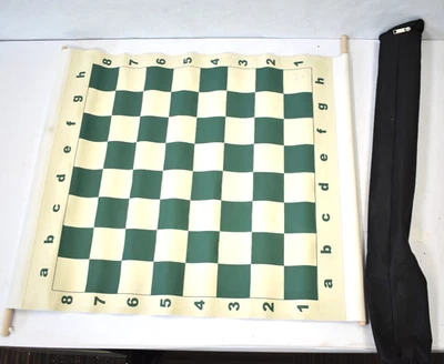 Rolled Out Forest Green Vinyl Chess Board 20" x 20" 2-1/4" Squares Canvas - Image 1 of 4