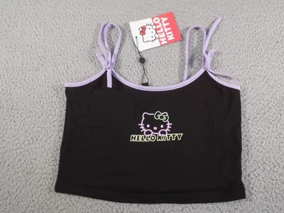 Camiseta sin mangas Hello Kitty niñas talla 8 negra Zumiez recortada correa de espagueti gato brillo Foto 1 de 4