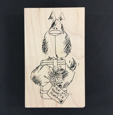 Sello de goma de cumpleaños de Navidad regalo perro humano Judith para mi favorito montaje en madera Foto 1 de 4