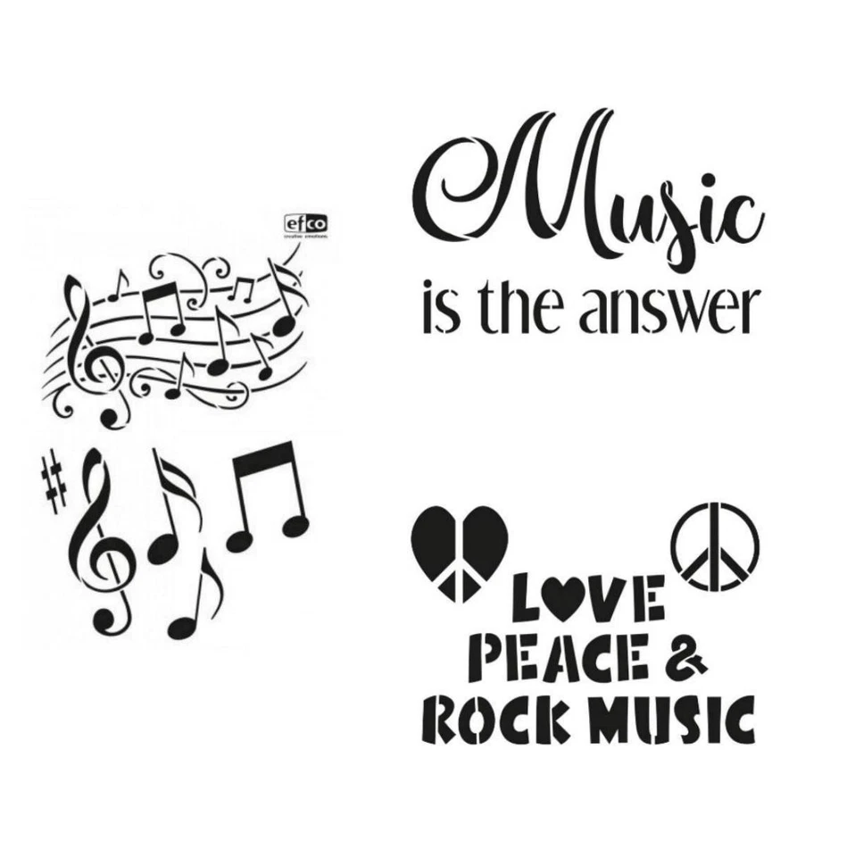 Schablone Musik Music Noten Gitarre DIN A4 Stencil für Wand Textil Efco - Bild 1 von 1