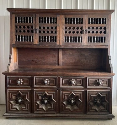 Artisan Handcrafted Rustic Hutch Buffet Cabinet by Artes De Mexico - Image 1 of 4