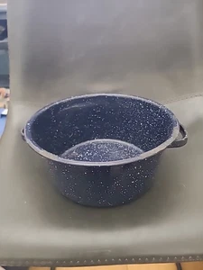 Vintage Enamelware Speckled Blue Pot - Picture 1 of 8