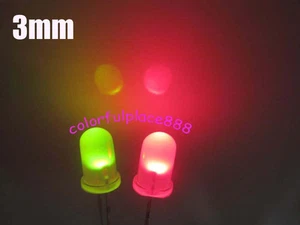 100pcs, 3mm Dual Bi Color Polar Changing Red/Green Led Diffused Leds + Resistors - Picture 1 of 2