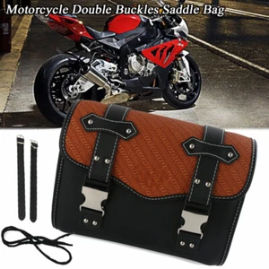 Motorcycle PU Pouch Panniers Side Saddle Bag Saddlebags Tool For Harley Honda - Picture 1 of 12