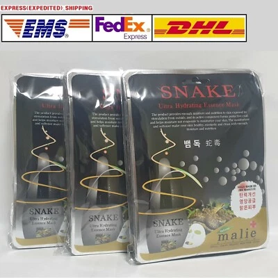 30pcs Malie SNAKE Face Mask Packs Sheet 25g Wrinkle Care Moisture EXPRESS SHIP - Image 1 of 4