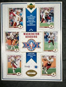 1992 Upper Deck Football Lmtd ed Super Bowl 26 promo sheet RedSkins - Picture 1 of 2