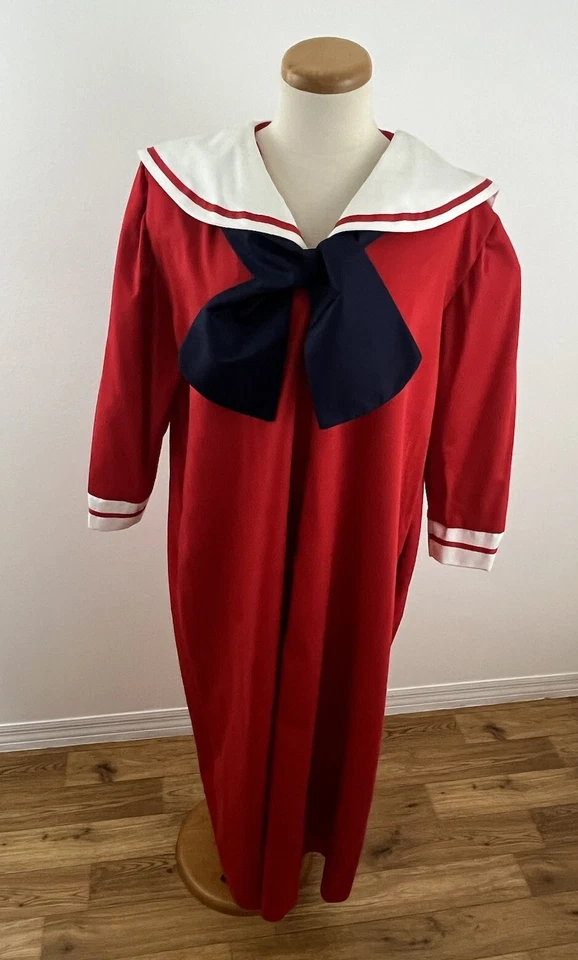 Vintage Victor Costa at Home Women's L Maxi Dress Kaftan Muumuu Sailor Nautical - Image 1 of 4