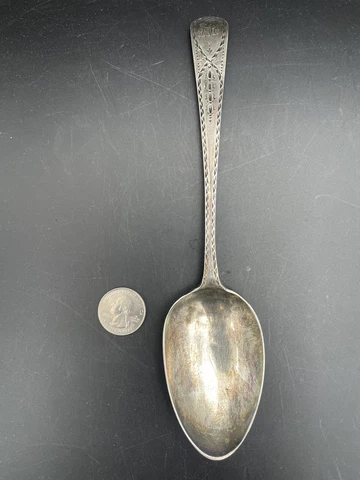 Georgian Solid Sterling Silver Serving Spoon London 1783 Charles Hougham 53.3g Cover