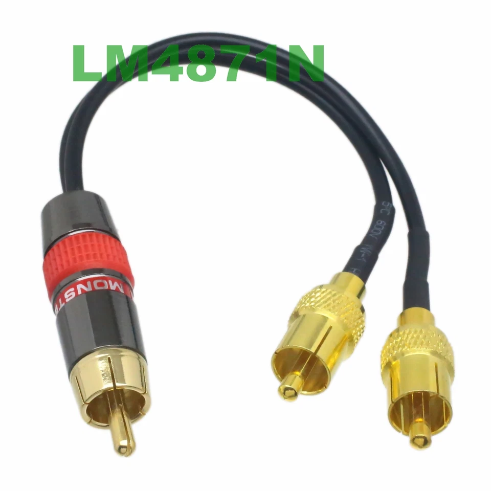 Phono AMP audio cable RCA phono splitter Y speaker 1 male to 2 plug RG174 15cm - Image 1 of 1