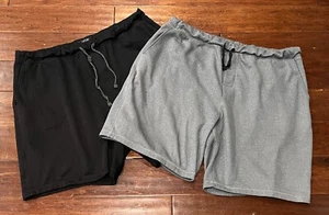 Lot Of 2 Apt. 9 Black Gray Mens XL Loose Fit Drawstring Pocket Fleece Shorts - Picture 1 of 22
