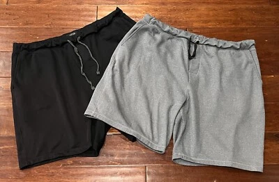 Lote de 2 Apt. 9 Pantalones Cortos Jogger Negros Grises Para Hombre XL Calce Suelto Flex 2 Bolsillos 8" Foto 1 de 4