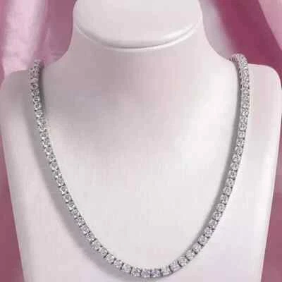 Men's 20CT Round Lab Created Diamond 18" Tennis Necklace 14K White Gold Plated - Image 1 of 3