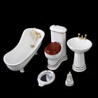 5PCS 1:12 Scale Dollhouse Miniatures Lot Bathroom Set Bathtub Toilet Sink Mirror