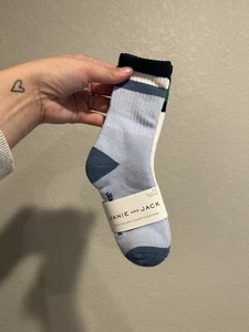 Janie and Jack Youth Boys Size 2-4 Years Striped Athletic Crew Socks 2 Pack Blue - Picture 1 of 3