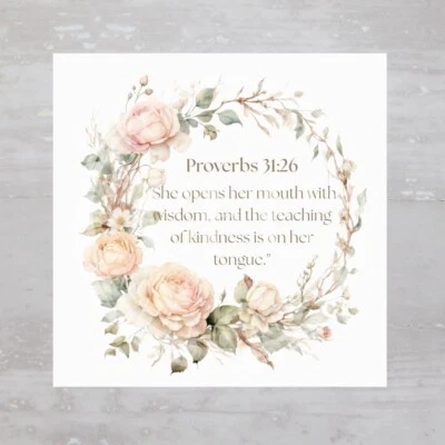 Bloco de colcha de costura artesanal painel de tecido Provérbios 31:26 versículo bíblico A765 - Imagem 1 de 4