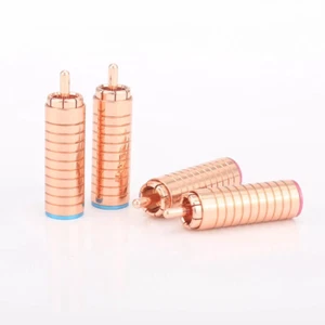 4x rot kupferbeschichteter Leiter RCA Stecker Löten Verriegelung HiFi Audiokabel Stecker - Bild 1 von 9