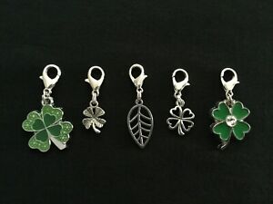 Four Leaf Clover Clip On Dangle Charms For Bracelet, Bag, Good Luck, Lucky, Gift