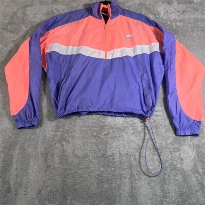 Jaqueta Nike vintage meninas grande rosa roxo corta-vento corrida pulôver leve - Imagem 1 de 4