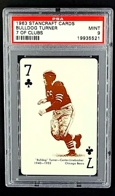1963 Stancraft Cards 7 of Clubs Clyde Bulldog Turner HOF PSA 9 *Only 15 Higher* - Image 1 of 4