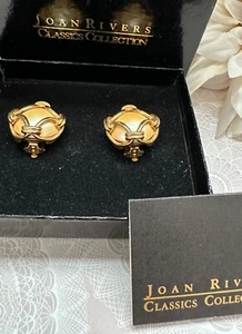 Joan Rivers Classics goldfarbene und Kunstperlen Clip Stil Knopf Ohrringe - Bild 1 von 3