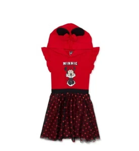 NWT Girls 7-8 Disney Minnie Mouse Flip Glitter Tutu Dress With Hood RED Mickey - Picture 1 of 4