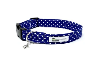 Blue Polka Dots Adjustable Dog Collar and optional matching Lead - Bild 1 von 2