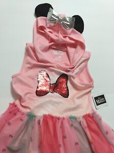 NWT - Girls' Minnie Mouse Large 10/12 Pink Hooded Dress