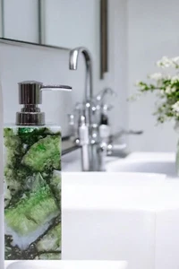 Dispensador de jabón de ágata verde de 5" elegante accesorio de baño para decoración del hogar de lujo - Imagen 1 de 6