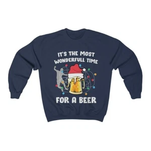 Bier Sweatshirt Weihnachtspullover für Herren Wonderful Time for a Beer Holiday Wear - Bild 1 von 7
