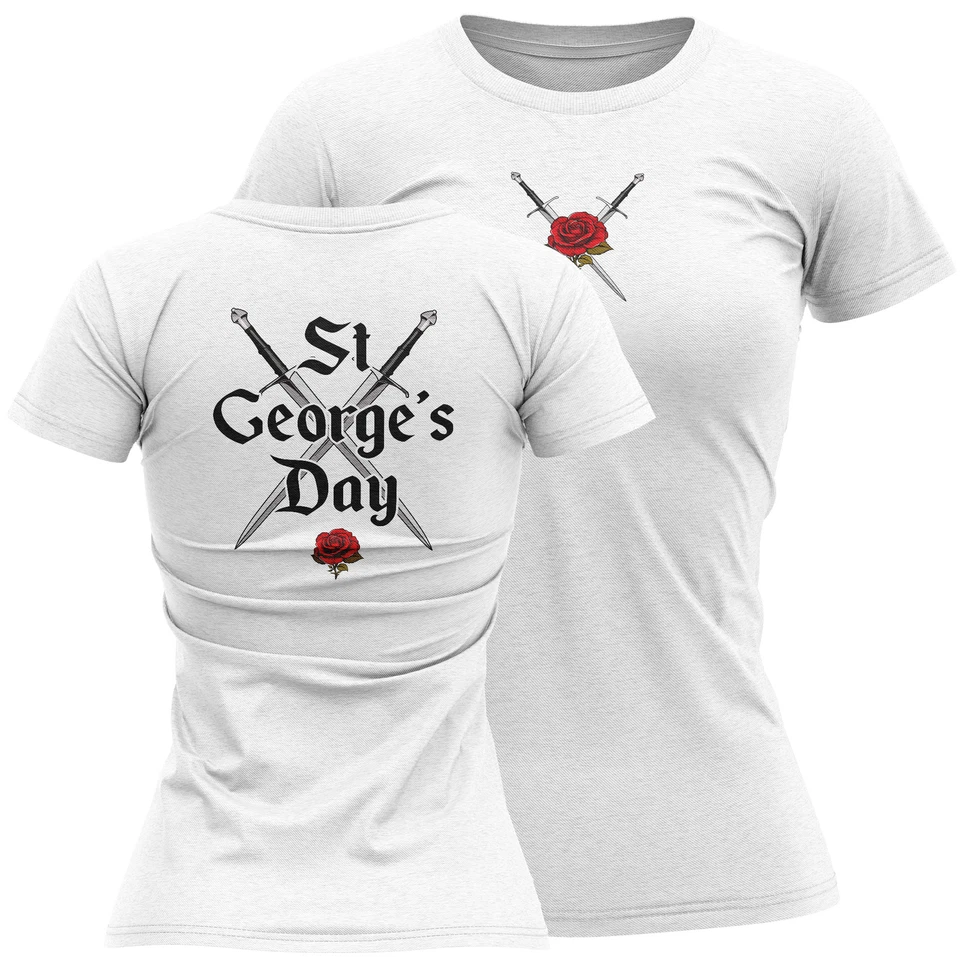 THE CLOTHING SHED St Georges Day Red Rose Damen T-Shirt Shirt Country George's Her Celebration...