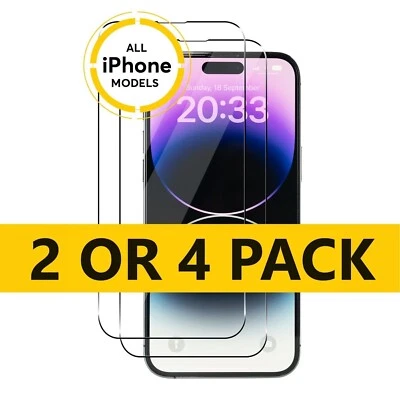 Tempered Glass Screen Protector for iPhone 15 14 13 12 11 XR X XS Pro Max Mini - Image 1 of 4