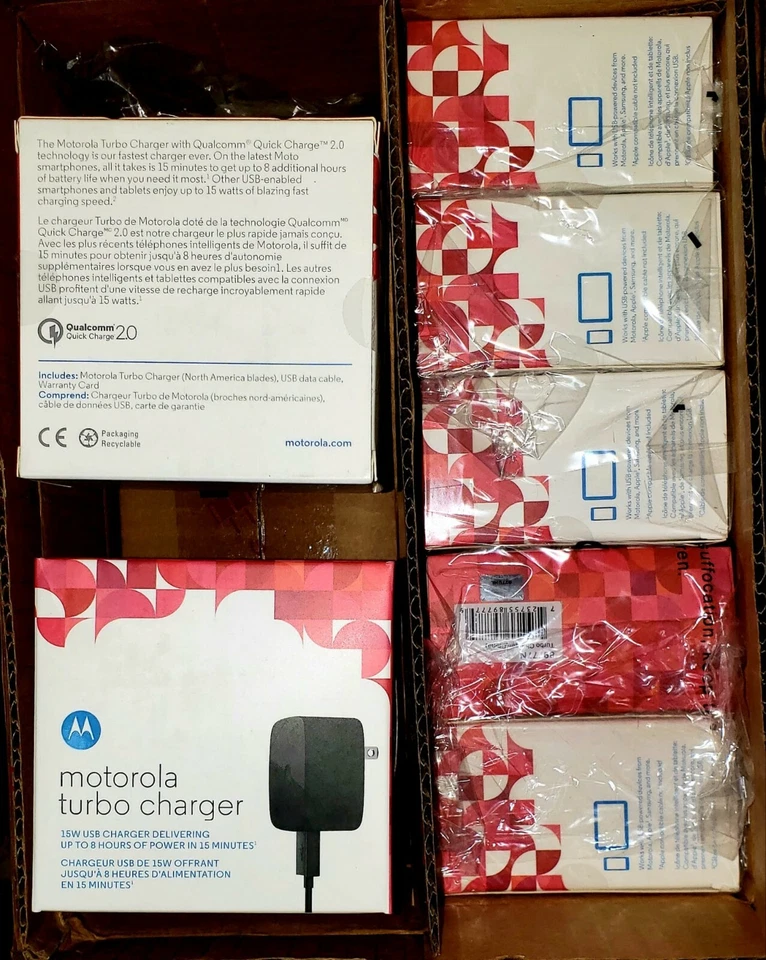 Motorola turbo charger 15W OEM (10) Wholesale sealed Packed /Microcable - Image 1 of 4