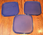 Vintage Tupperware Blue Square Replacement Lid 1623-2 Set of 3
