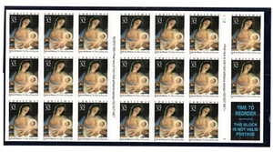 SC# 3112, 1996--32c Madonna & Child, Booklet Pane of 20, M/NH - Picture 1 of 1