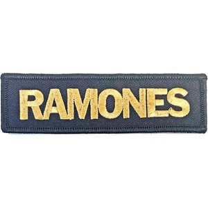 RAMONES - LOGO - GOLD AUF SCHWARZ GEWEBTEM EISEN/NÄHEN BESTICKTER AUFNÄHER - OFFIZIELL - Bild 1 von 6