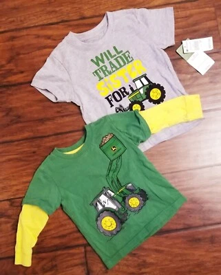 Camisas John Deere para niños pequeños intercambiarán hermana por tractor gris manga corta talla 2t Foto 1 de 4