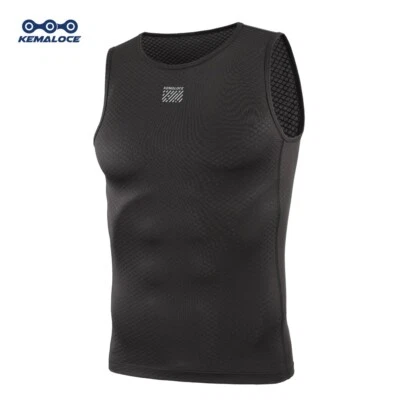 Camiseta deportiva transpirable negra y azul para correr KEMALOCE capa base de ciclismo para hombre Foto 1 de 4
