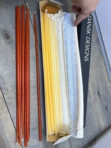 Vintage Dansk Tiny Taper Candles 15" Long Red White Yellow Set of 16 - Picture 1 of 2