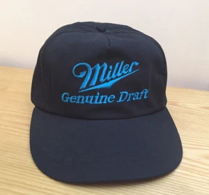 VINTAGE MILLER Genuine Draft Beer snapback cap Trucker Hat Embroidered Blue Logo - Picture 1 of 8