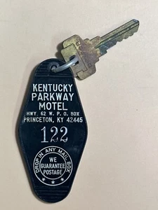 Llavero y llave de habitación de hotel Kentucky Parkway motel Princeton Kentucky #122 RARO - Imagen 1 de 2